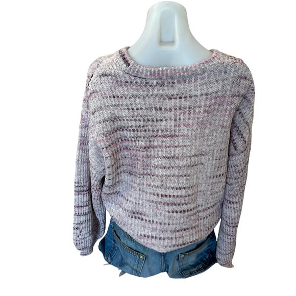 Splendid Purple Oversized Sweater LARGE Space Dye Soft Wool Crew Designer $178 - Picture 7 of 8